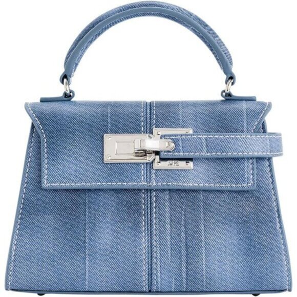 🆕Jw Pei Women Blue Vegan Leather Imported Elegant Sustainable Top Handle Bag - Picture 4 of 10
